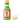 Green glass bottle of YUZU JUICE with a yellow cap and red label, accompanied by a small glass cup filled with pale yellow yuzu juice.